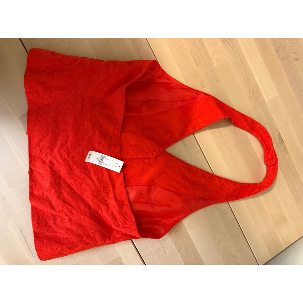NWT NY Collection Red Jacquard V Neck Sleeveless Button Front Vest Size 8 - Picture 8 of 10